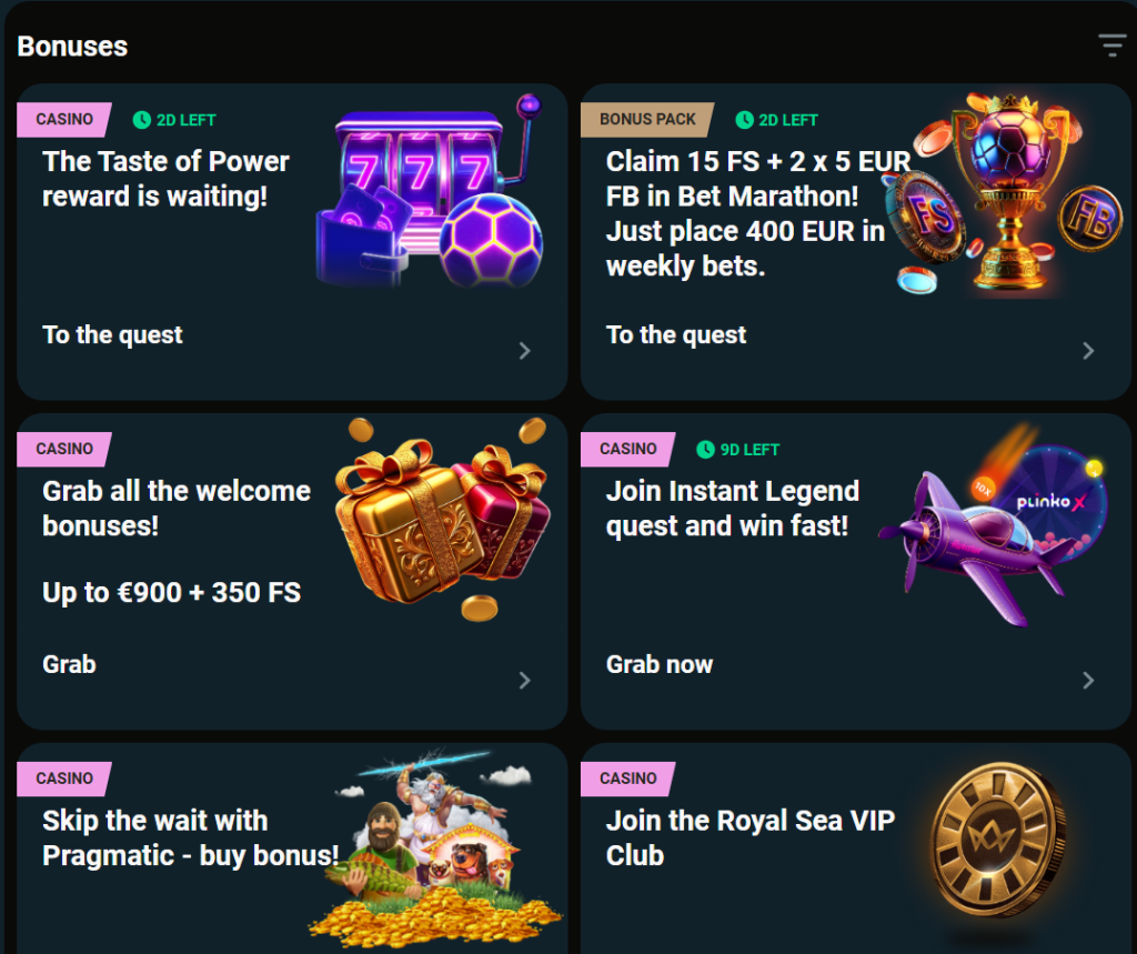 Royalsea sport and casino bonus